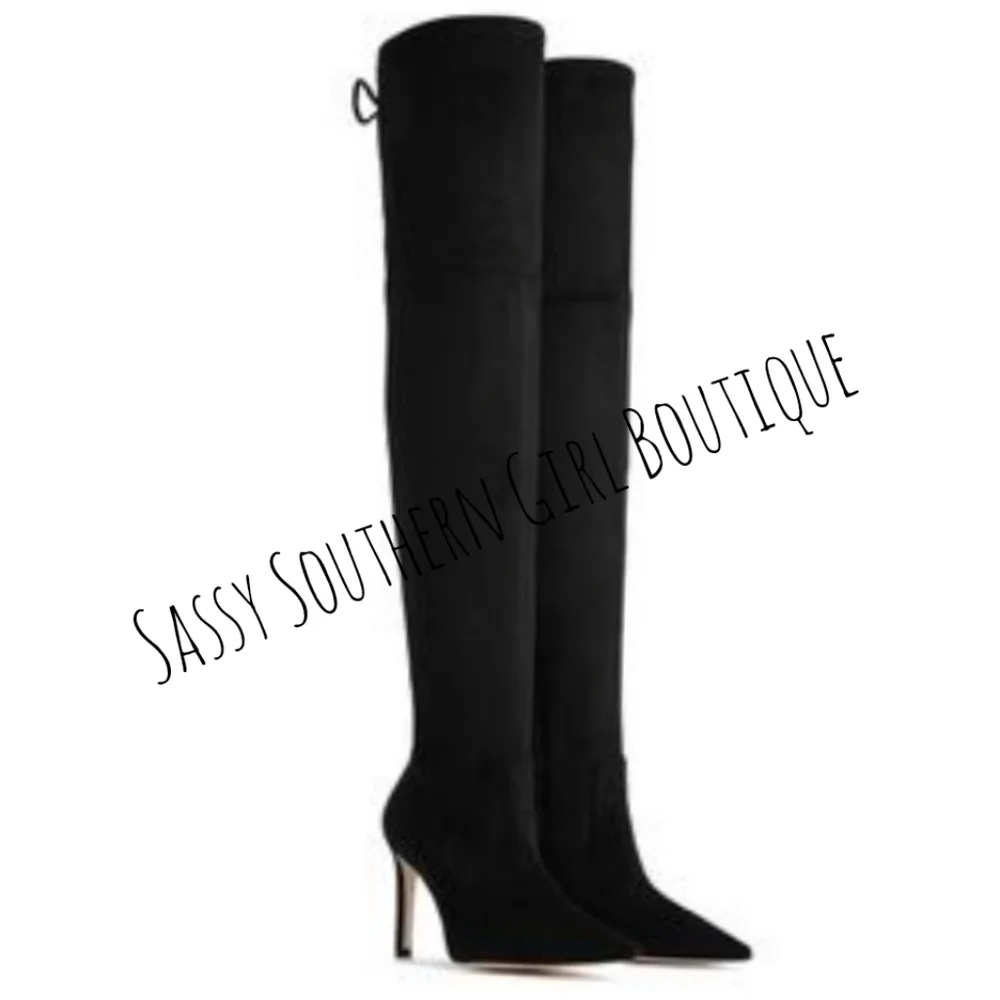 🆕⭐ GOOD AMERICAN black neoprene OTK boots